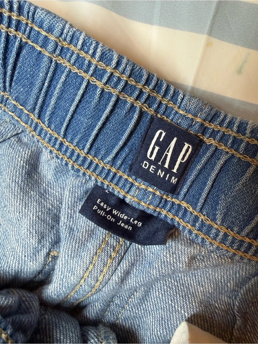 Girls GAP easy wide leg pull on jeans Elastic-Waist Straight Jeans size L, 10-11